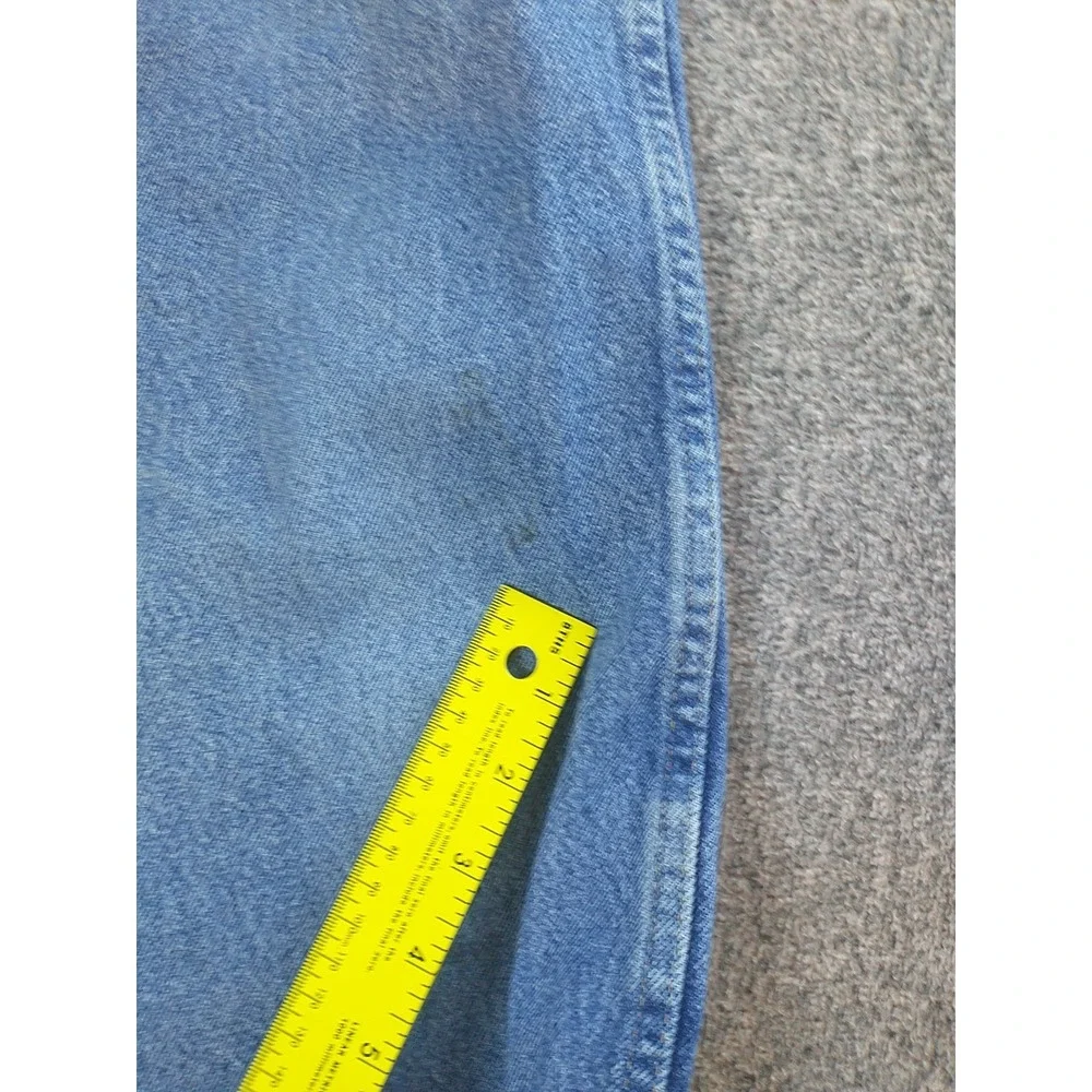 Wrangler Authentic Jeans Mens 36x28 Blue Straight Leg Distressed 96501DS Denim